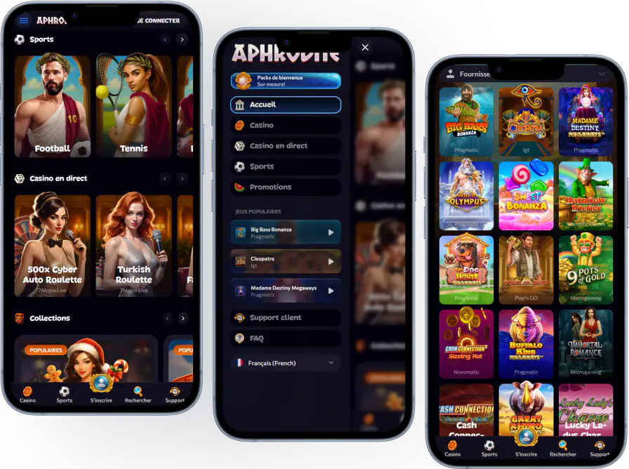 Version mobile optimisée du site Aphrodite Casino sur smartphone